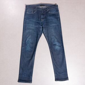 Uniqlo Selvedge Raw Denim Slim Straight Blue Jeans Men's 34x32 Kaihara Japan